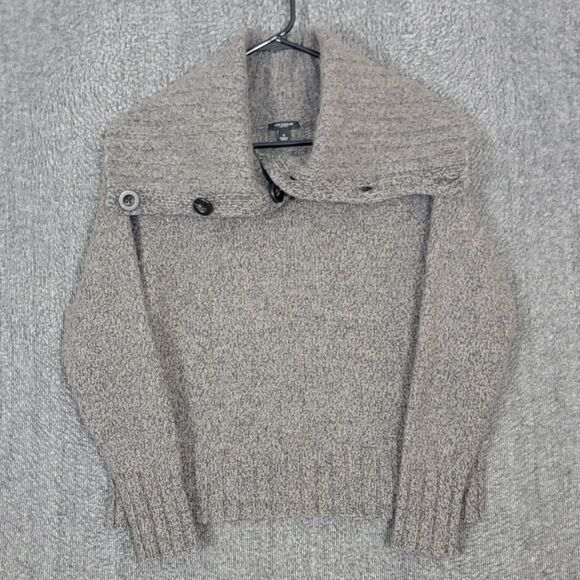 Ann Taylor Sweater Womens Small Brown Lambswool Blend Wide Collar Cowlneck - Picture 1 of 11